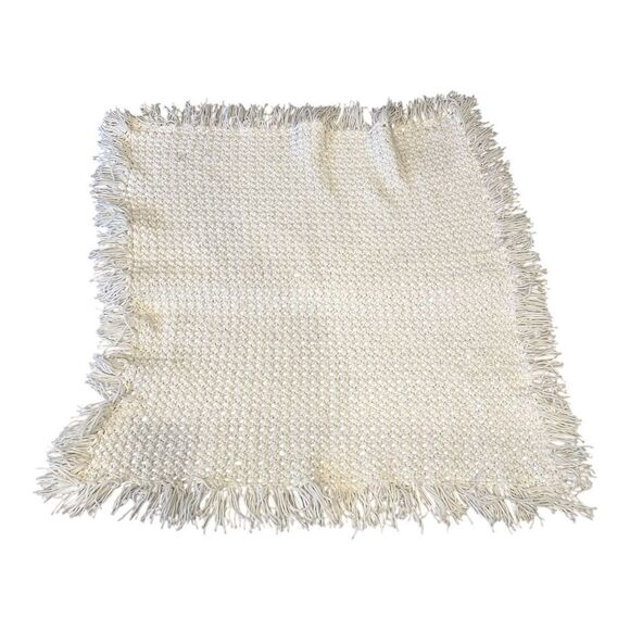 Handmade Afghan white baby Blanket - Picture 3 of 6